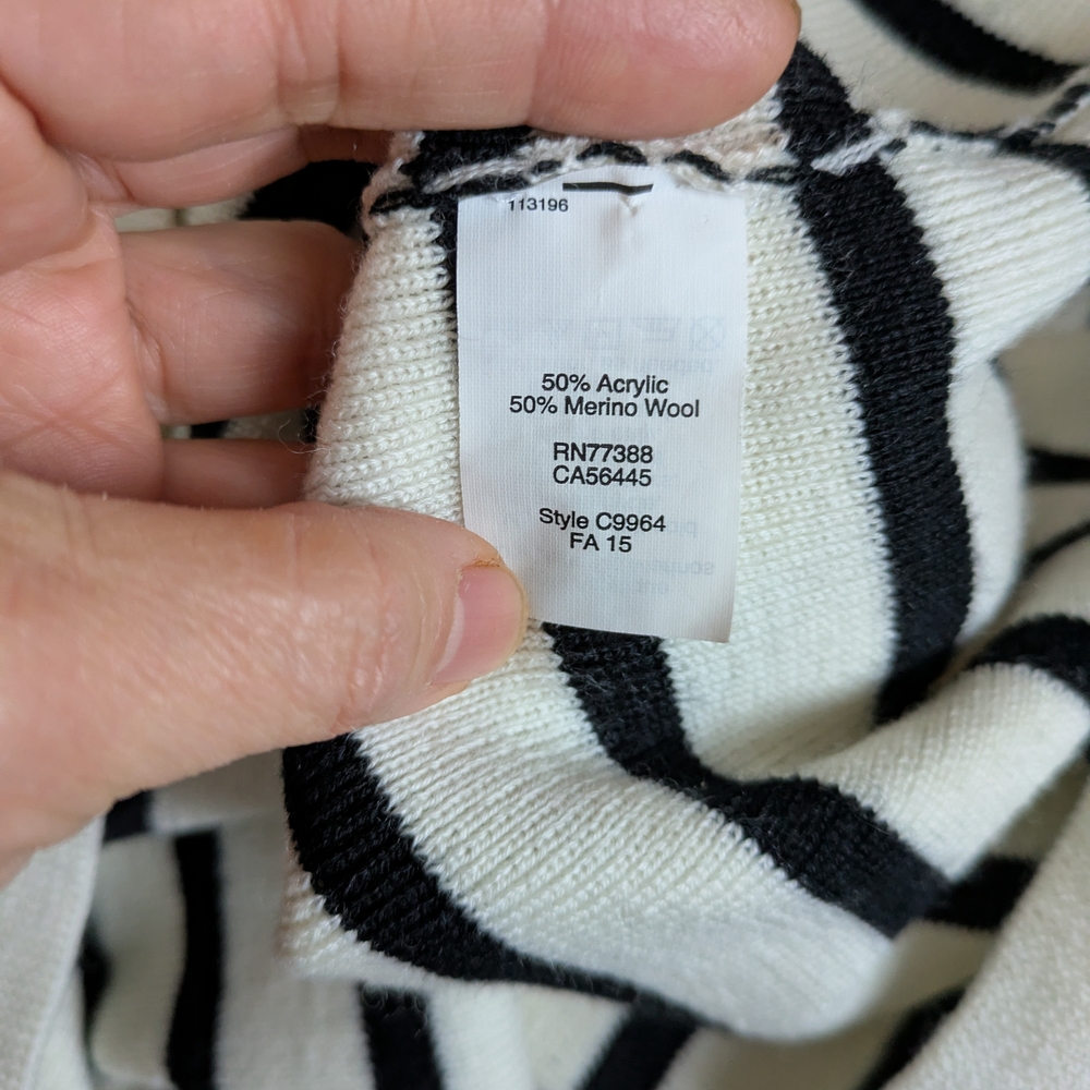 J. Crew Black and White Striped Turtleneck Sweater - Picture 4 of 6